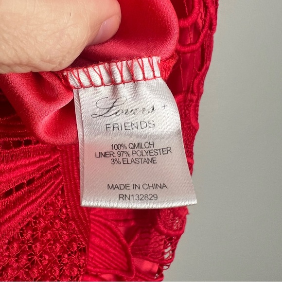 2/25 Lovers + Friends Caspian Floral Red Lace Embroidered Mini Dress - Picture 7 of 7